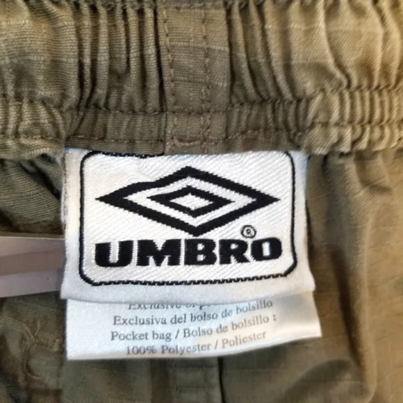 Umbro Mens Size M Cargo Shorts Army Green Draw String Elastic Waist Zipper Fly - Picture 9 of 13